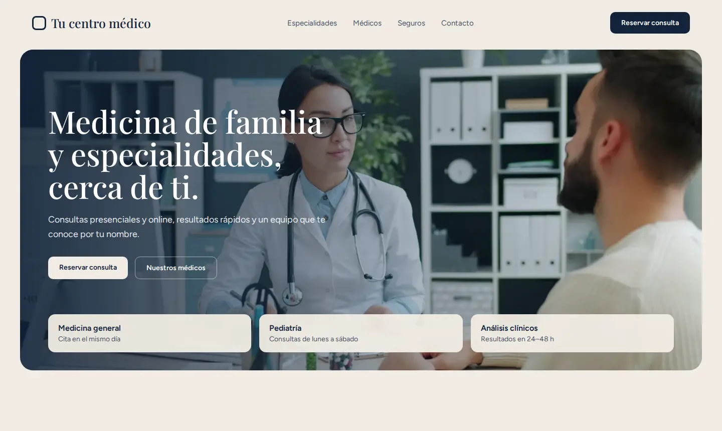 Ejemplo de web para un centro médico
