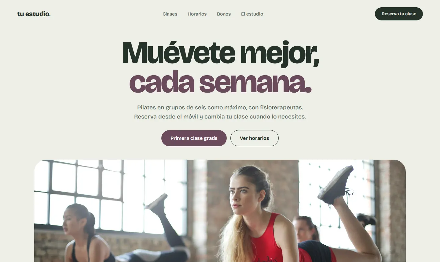 Ejemplo de web para un estudio de pilates