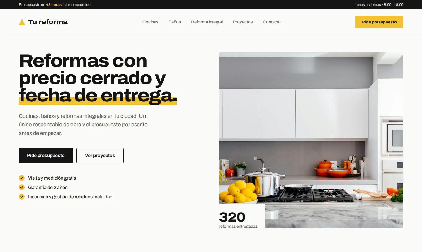 Ejemplo de web para una empresa de reformas
